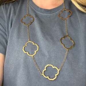 Park Lane Boho Gold Clover Chain Necklace Moroccan Inspired Layering Jewelry